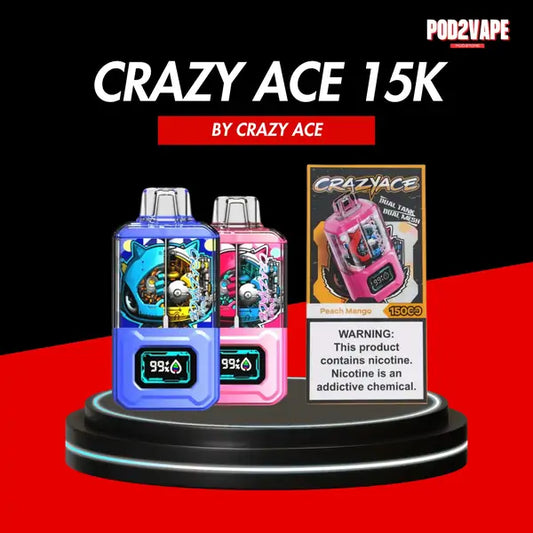 Crazyace b15000 puffs พอตใช้แล้วทิ้ง ลวดลายสวยงาม รสชาติเยอะ