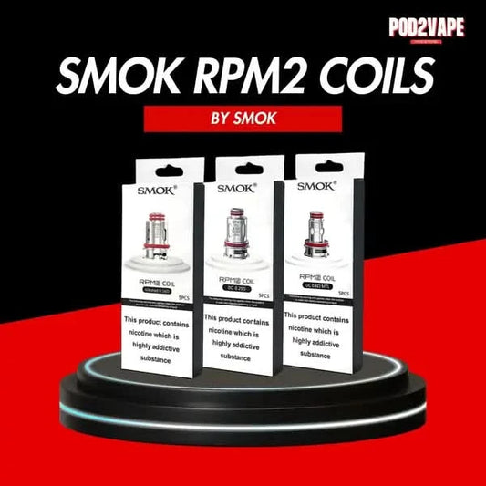 คอยล์ Smok rpm 2 coils สำหรับบุหรี่ไฟฟ้าแบรนด์ smok กล่องมี 5 ชิ้น ใช้งานได้ 3 แบบตามค่าโอมห์คอยล์